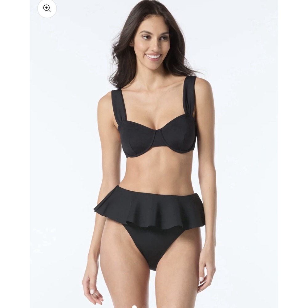 Vince Camuto Women's Skirted High-Leg Bikini Bottoms And Top Black Size L